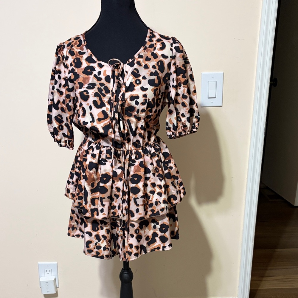 SHEIN Leopard Print Peplum Blouse